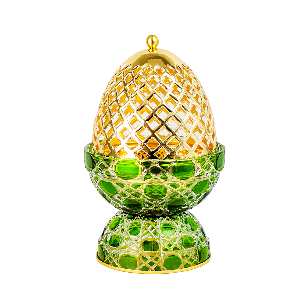 Picture of Crystal Egg Green Gold Large Burner