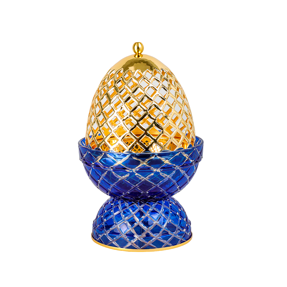Picture of Crystal Egg Blue Gold Large Burner