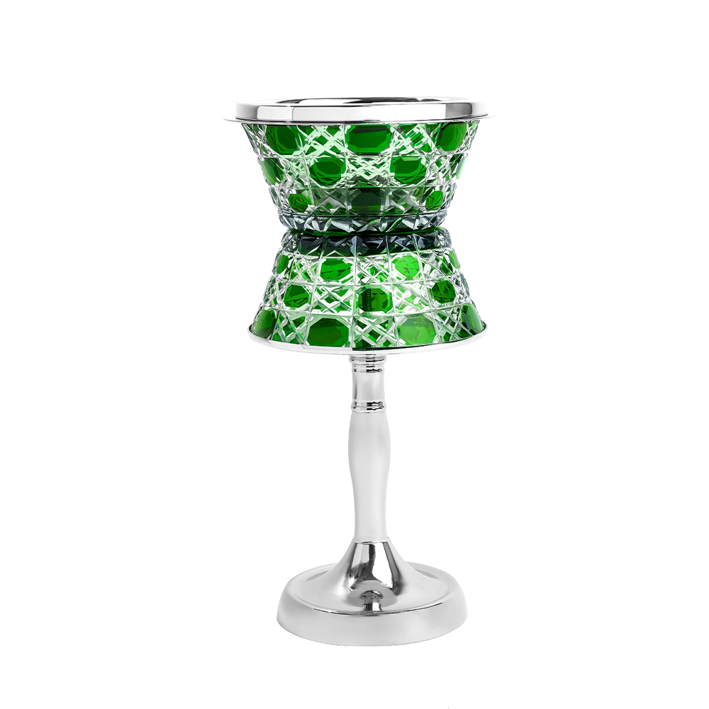 Picture of Crystal With Feet Green Silver Burner
