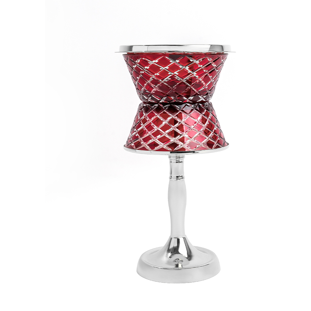 Picture of Crystal With Feet Red Silver Burner